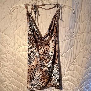 Susan Lawrence, Size S, Tan Halter Tie string Top